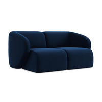 2-SITZER-SOFA Samt Stoff Blau - Türkis/Schwarz, Holzwerkstoff/Kunststoff (174/75/94cm) - Makamii