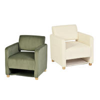 SESSEL, 2er-Set, mit Armlehnen, Cordbezug und Massivholzfüßen, Beige und Grün - Beige/Grün, Holz (66/76.5/73.5cm) - Meubles Cosy