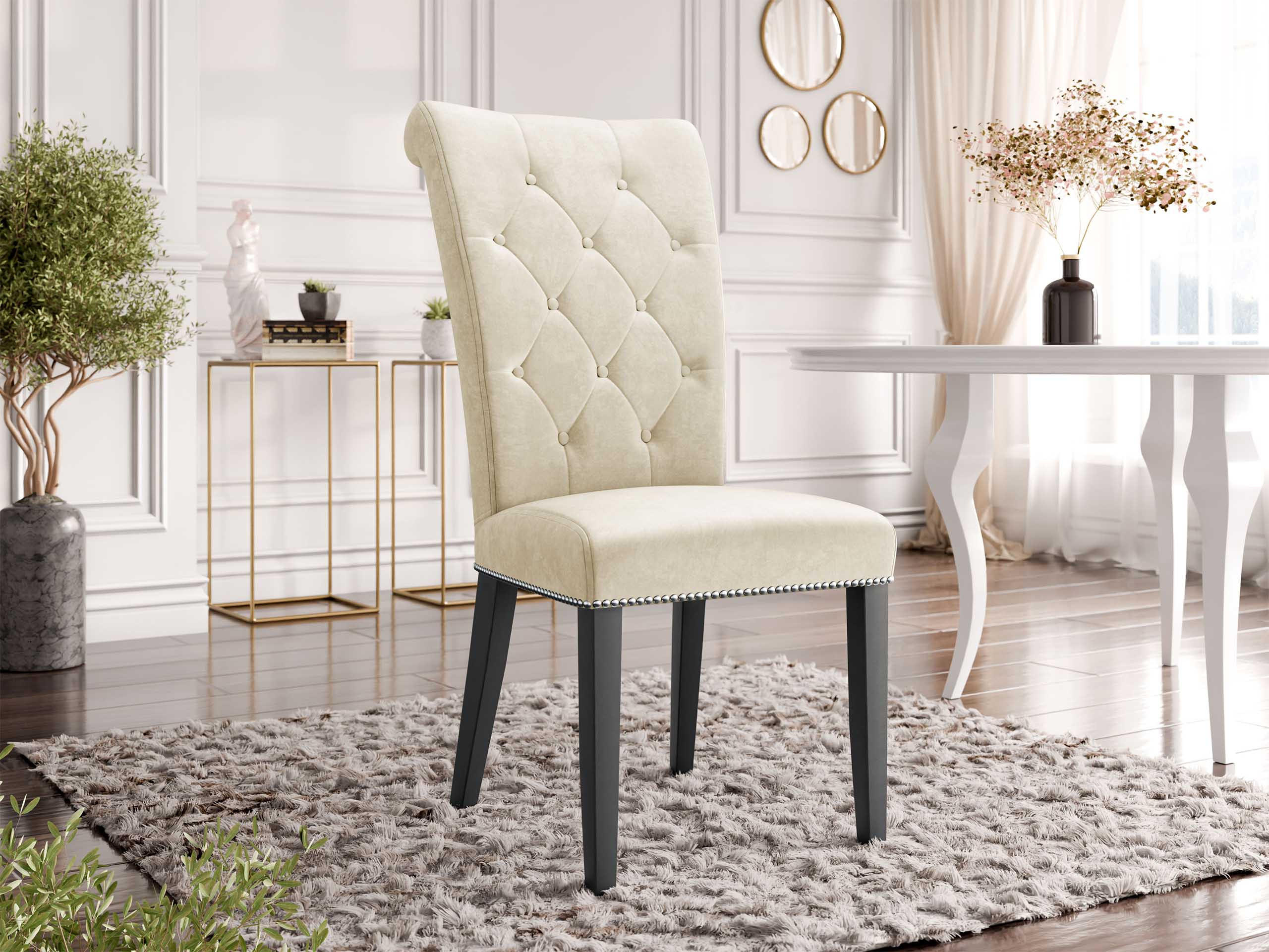 POLSTERSTUHL Christina, Holzfarbe: Schwarz - Schwarz/Naturfarben, Holz/Textil (47/103/68cm) - MIRJAN24