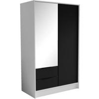 SCHRANK Weiß Nikola 103 Mit Spiegel Und Verstellbaren Regalen Schwarz Front - Transparent/Schwarz, Holzwerkstoff (102/200/51cm) - Sepro Meble