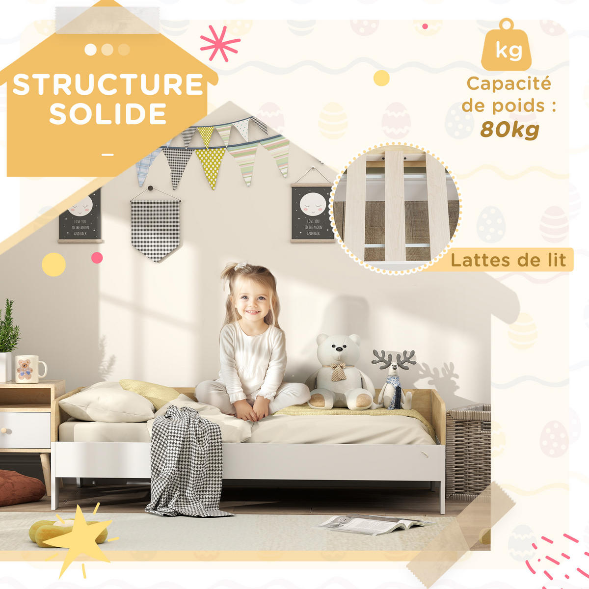 KINDERBETT 140x70 cm DE-14577 mit hohen Seitenwänden, inkl. Lattenrost Weiß - Weiß, Holzwerkstoff (70/140cm) - ComfortXL