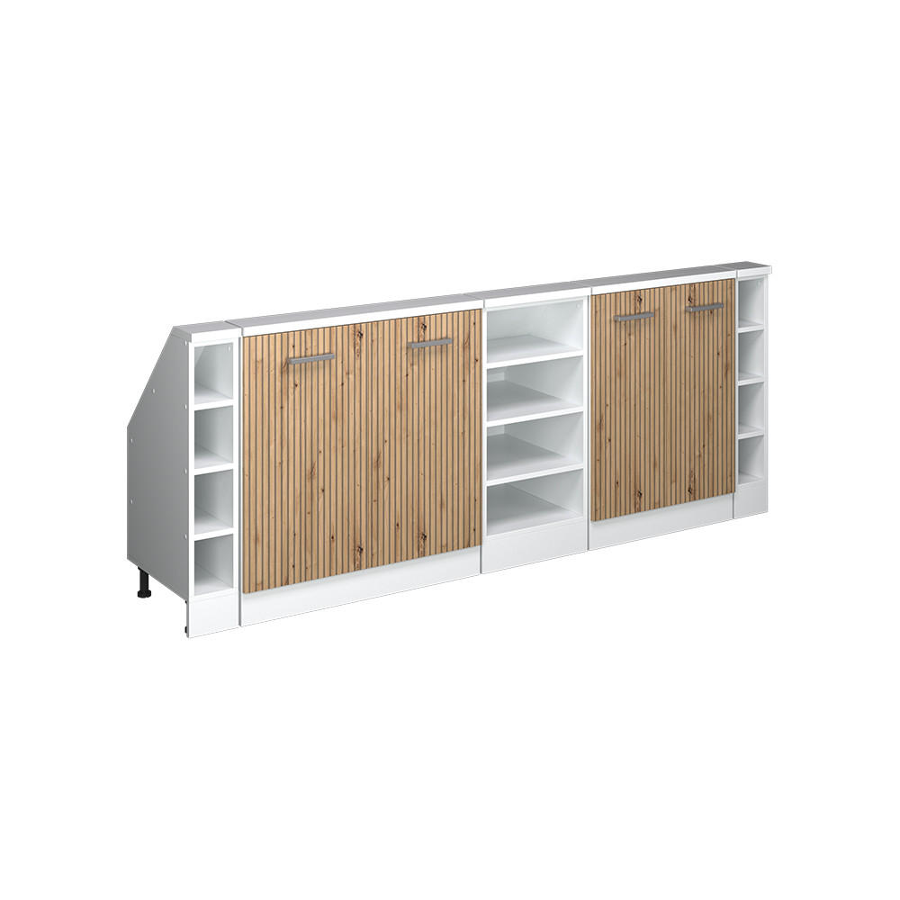 K&Ouml;KSSK&Aring;P F&Ouml;R SLUTTANDE TAK R-Line Hantverks ek 210 cm Set om 5 Ek Artisan, Vit 83.8/210/46 cm
