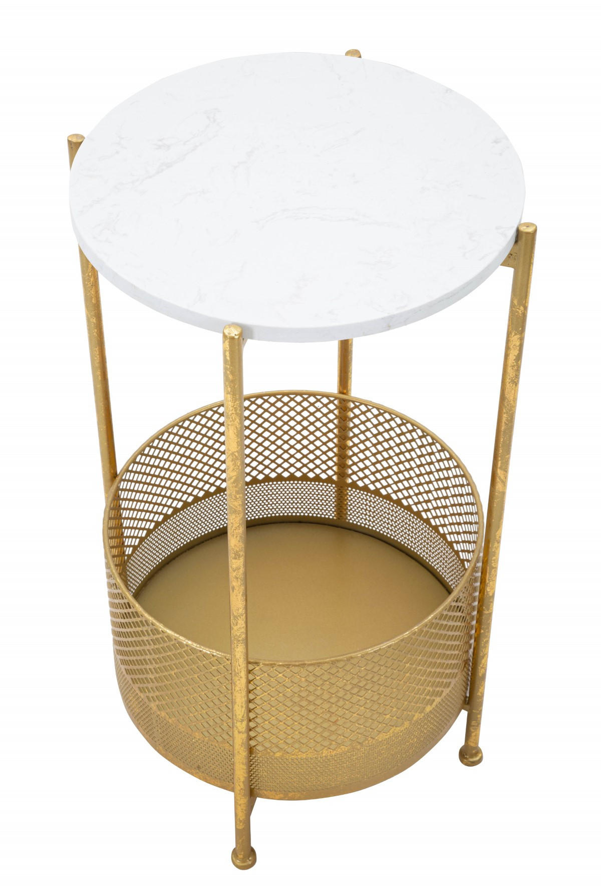 KAFFEETISCH mit Korb Gold 35/35/62 cm - Goldfarben, Metall (35/35/62cm) - Mauro Ferretti