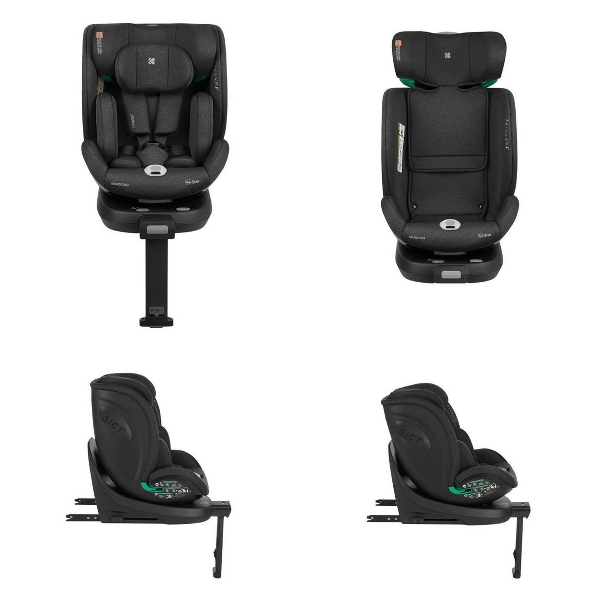 KINDERSITZ i-Twist i-Size schwarz (40-150 cm) Gruppe 0+/1/2/3 Stützbein Isofix - Schwarz, Kunststoff (43/62/55cm) - Kikka boo