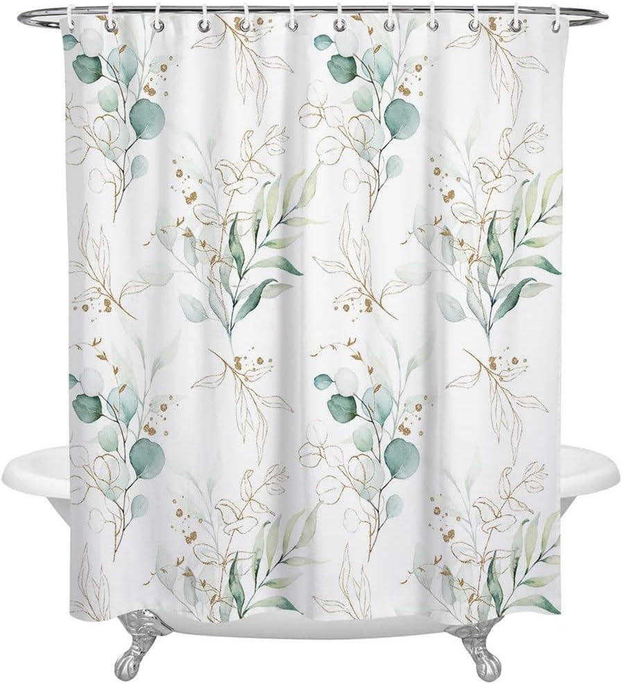 DUSCHVORHANG 150 x 180 cm Blätter bedruckt wasserdicht dekorativ mit Haken für Badewanne und Tür - Multicolor, Textil (150/180cm) - MCBOSON