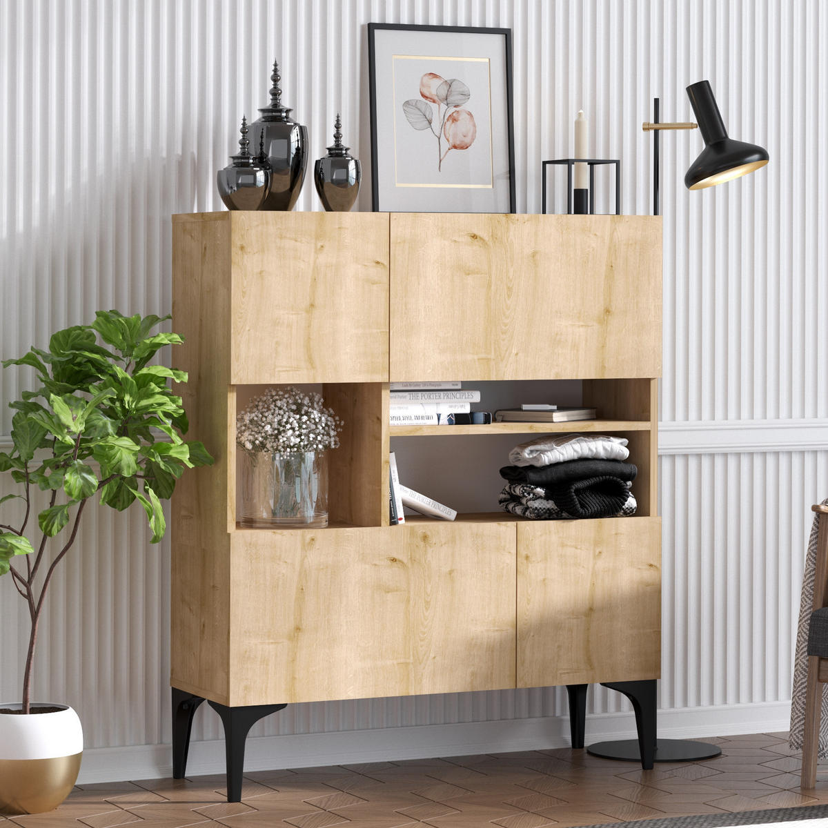 SIDEBOARD krista beige - Eichefarben, Holz (100/125/35cm) - Habitat Garten