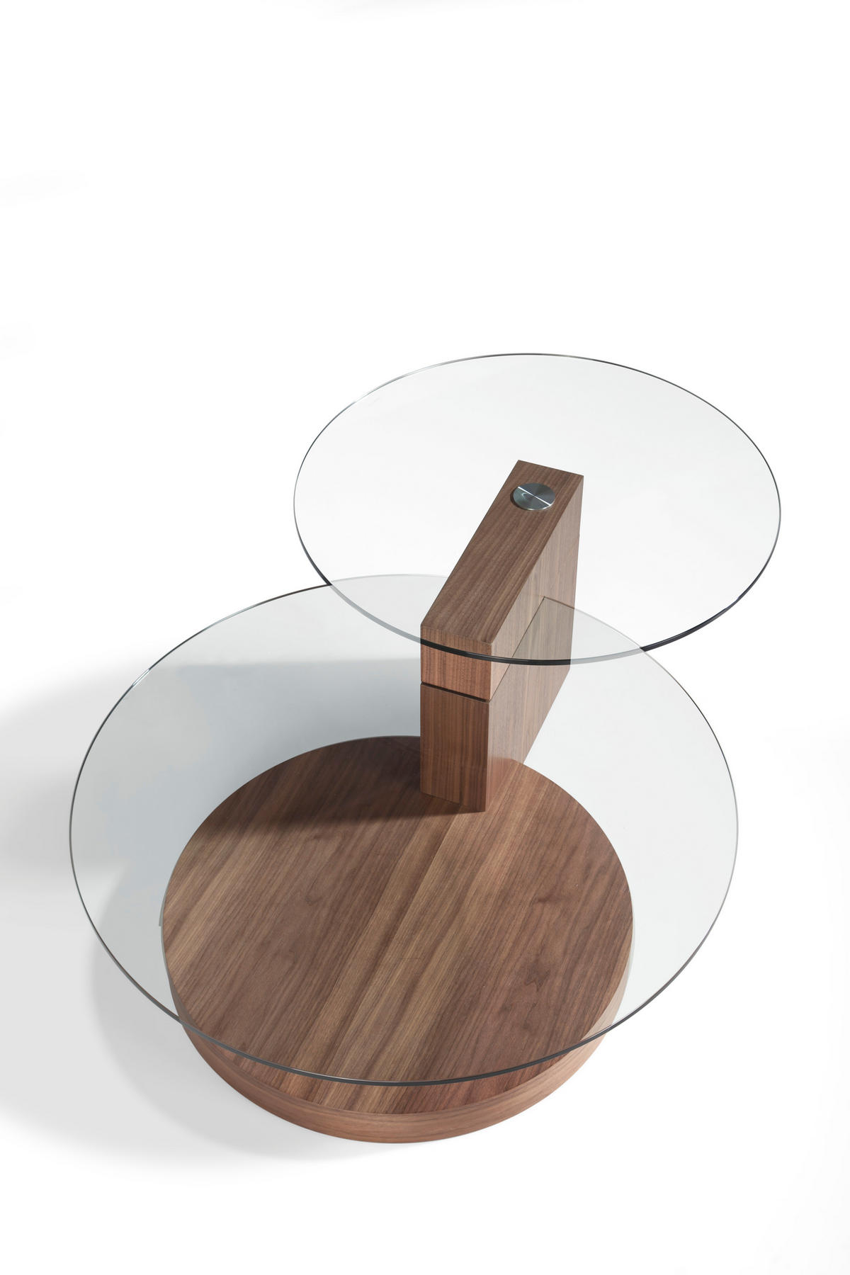 COUCHTISCH Runder Glas , Walnuss 120/80/38 cm - Transparent/Nussbaumfarben, Glas/Holz (80/120/38cm) - ANGEL CERDA