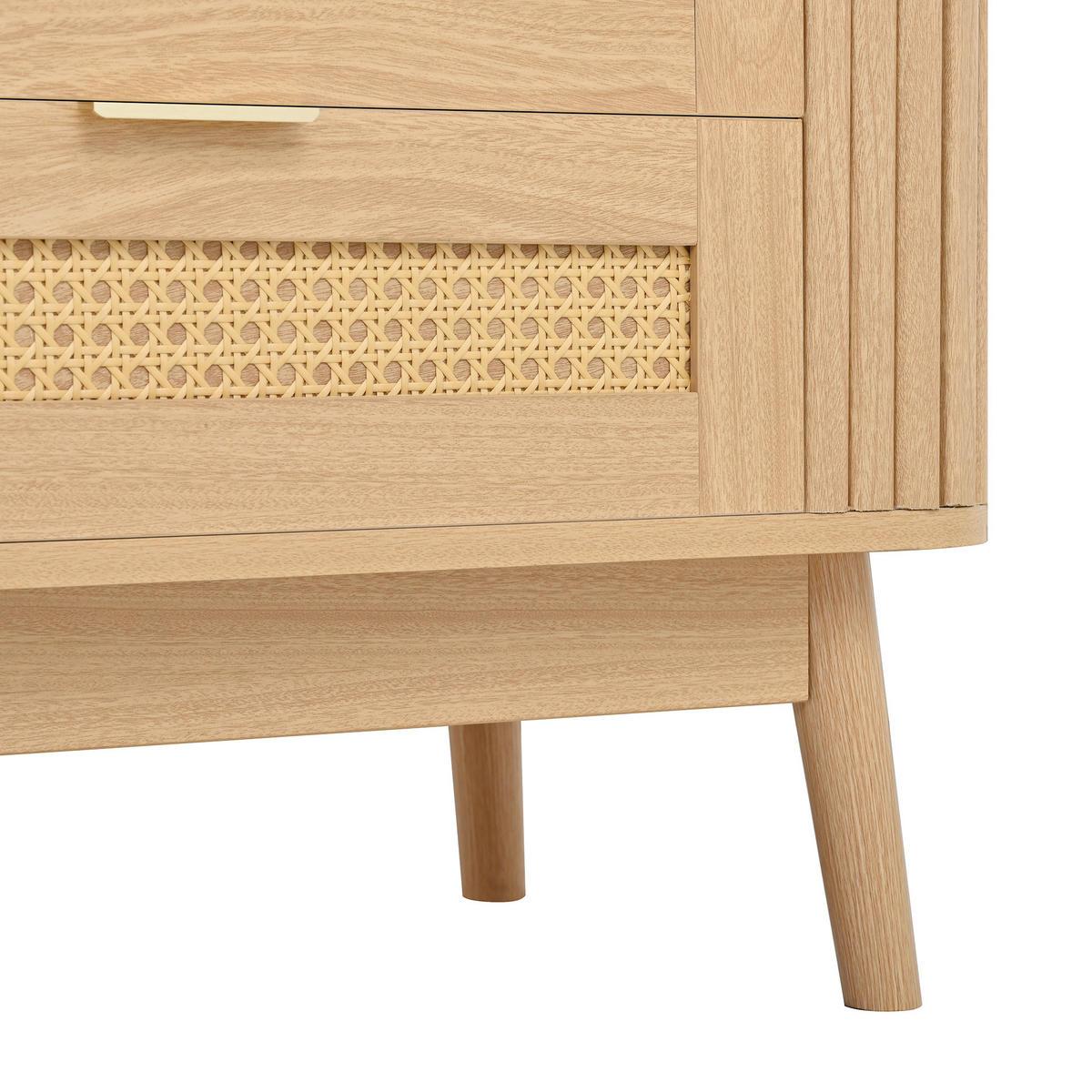 TV-RACK 180x40x50cm Naturfarben mit LED-Beleuchtung und Glastüren - Naturfarben, Holz (38.89/19.51/106.5cm) - Raelunyi