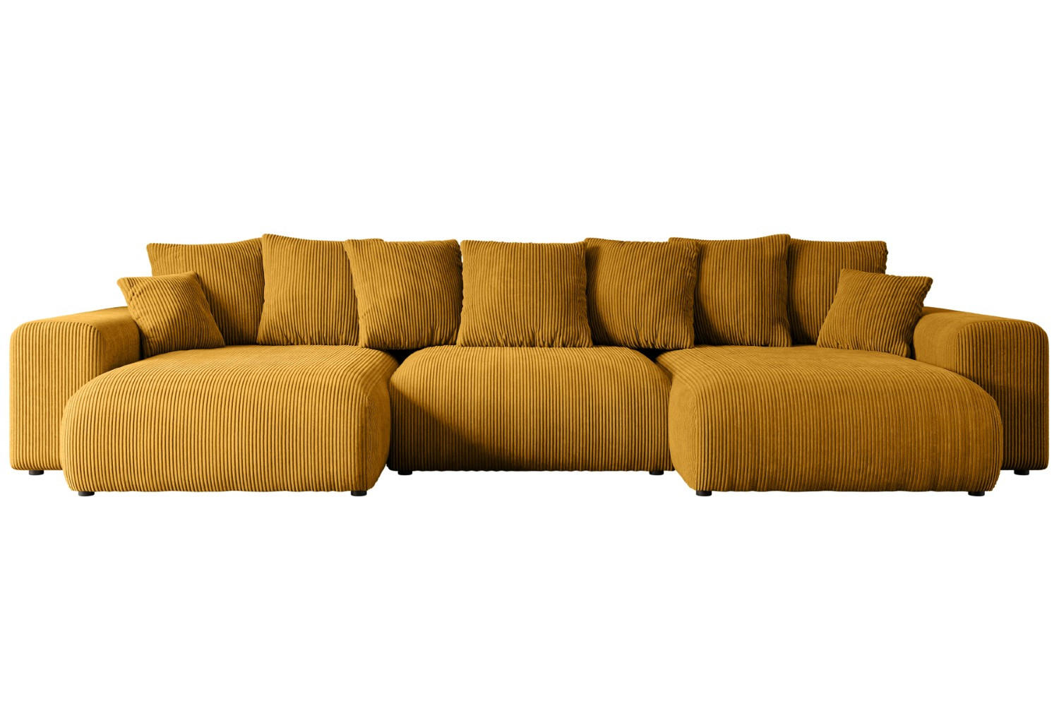 WOHNLANDSCHAFT mit Schlaffunktion und Bettkasten ESKAR-U -352x165x84cm Gelb Cord - Gelb/Schwarz, Holzwerkstoff/Kunststoff (352/84/165cm) - ALTDECOR