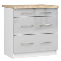 UNTERSCHRANK Weiß, Metallisch Glanz 85/80/46 - Weiß/Grau, Holzwerkstoff (80/85/46cm) - RAUMHIRSCH FURNITURE