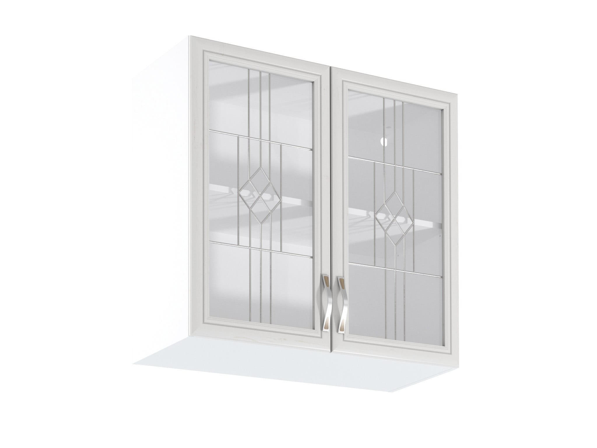 GLASHÄNGESCHRANK G80S – Sycylia Weiß – Weiß / Creme - Creme/Weiß, Glas/Holzwerkstoff (80/72/32cm) - ROYAL24_MARKT