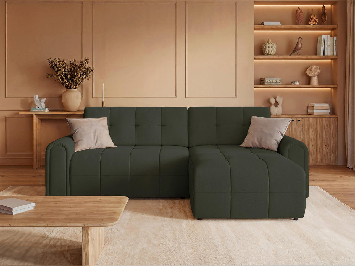 ECKSOFA Simolla Olivgrün rechts - Schwarz/Olivgrün, Kunststoff/Textil (180/268cm) - Selsey