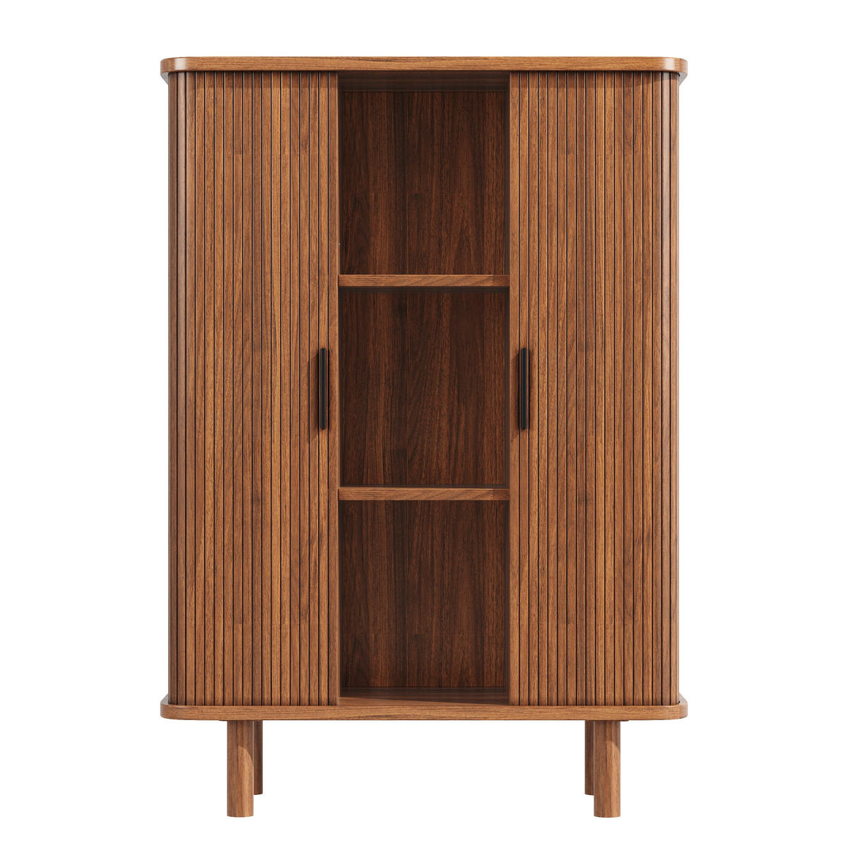 HIGHBOARD DE-38497 110/40/160 cm mit Rollladentür und geriffelter Front Dunkelbraun - Dunkelbraun, Holzwerkstoff (110/160/40cm) - ComfortXL