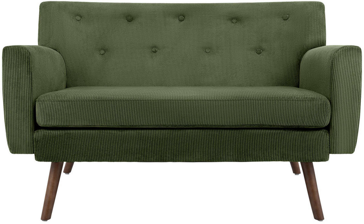 SOFA Arne Cord 2-Sitzer 120x74x81cm Cord Grün Couch - Grün, Kunststoff (120/81/74cm) - DELUKE