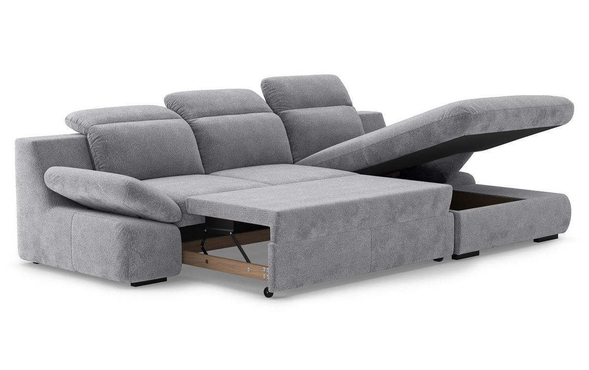 ECKSOFA mit Schlaffunktion und Bettkasten - Silberfarben, Kunststoff/Textil (168/276cm) - Cotta