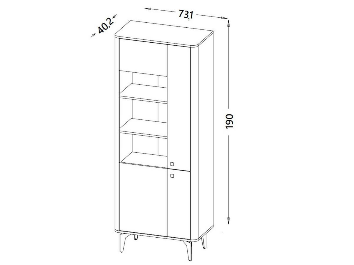 VITRINE Aurena Kaschmir mit Walnuss, - Schwarz/Braun, Holzwerkstoff (73/190/40cm) - Bettso