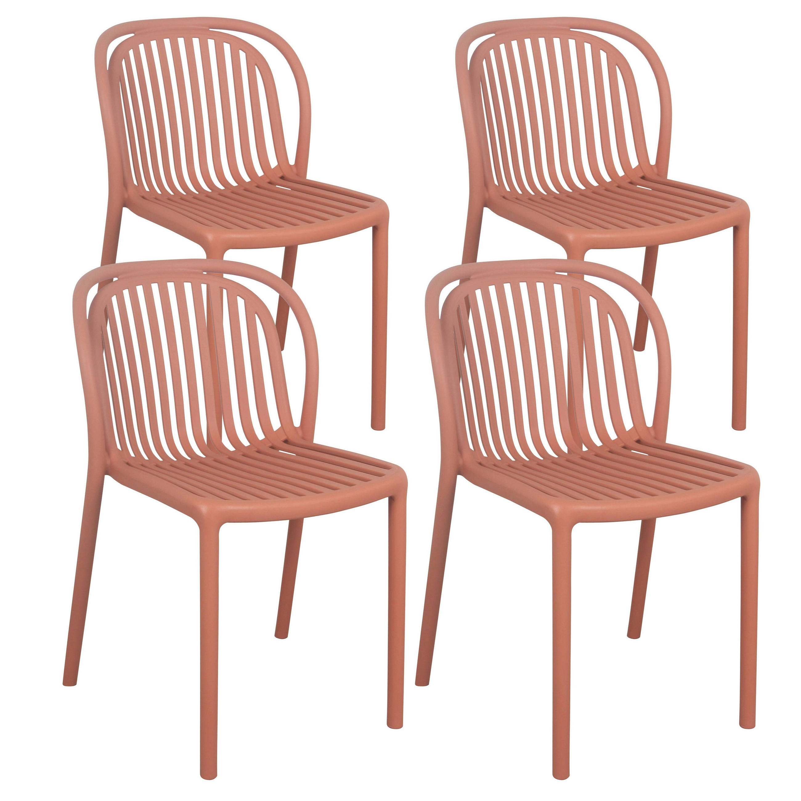 GARTENSTUHL 4-tlg., Terrakotta - Rot, Kunststoff (58/49cm) - Oviala