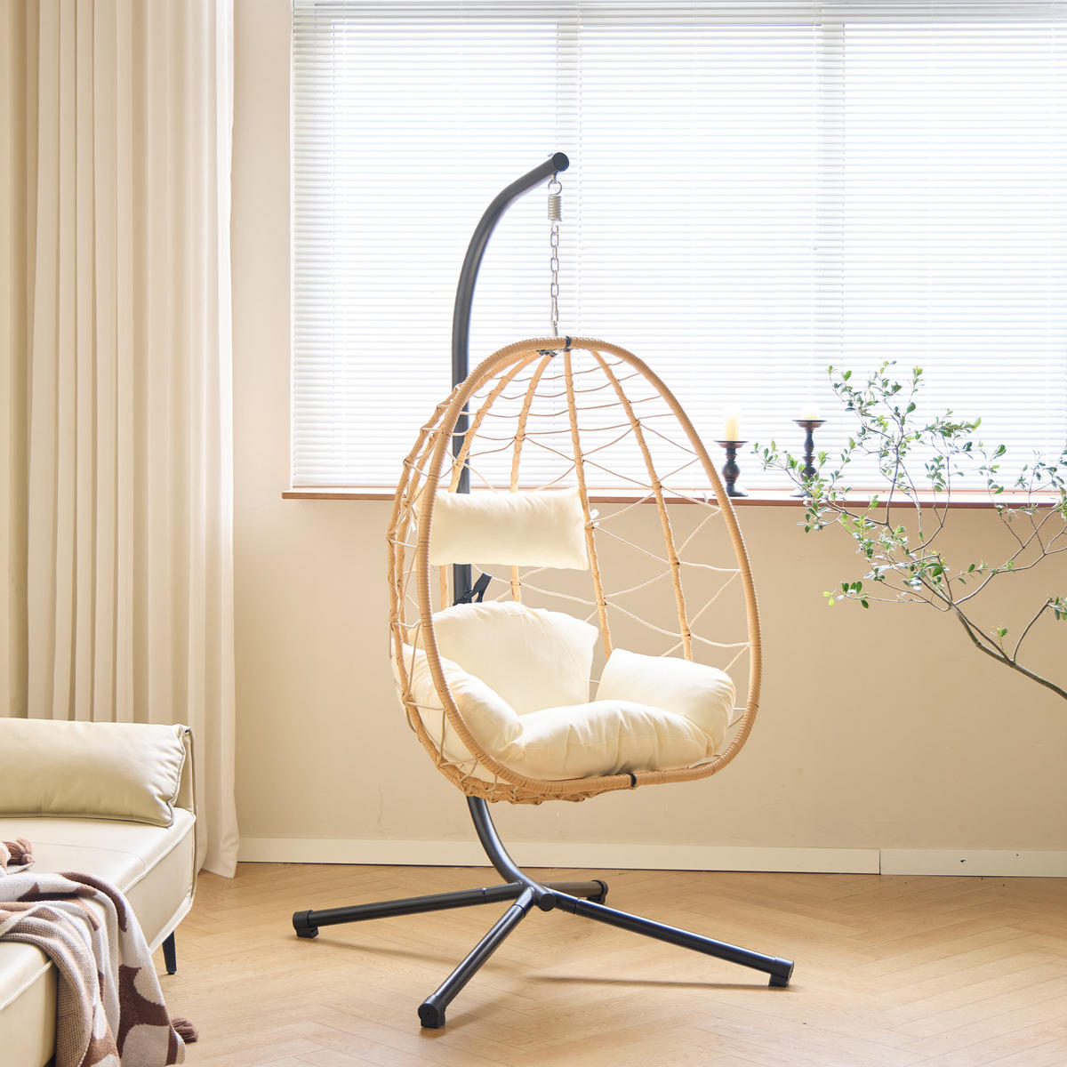 HÄNGESESSEL Rattan - Braun - Braun, Metall (97/197/138cm) - Nordlys
