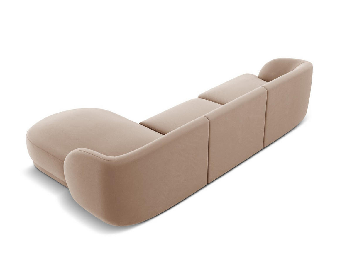 ECKSOFA rechts Miley aus Samt cappuccino 4 Sitzplätze - Cappuccino, Textil (156/255cm) - Micadoni