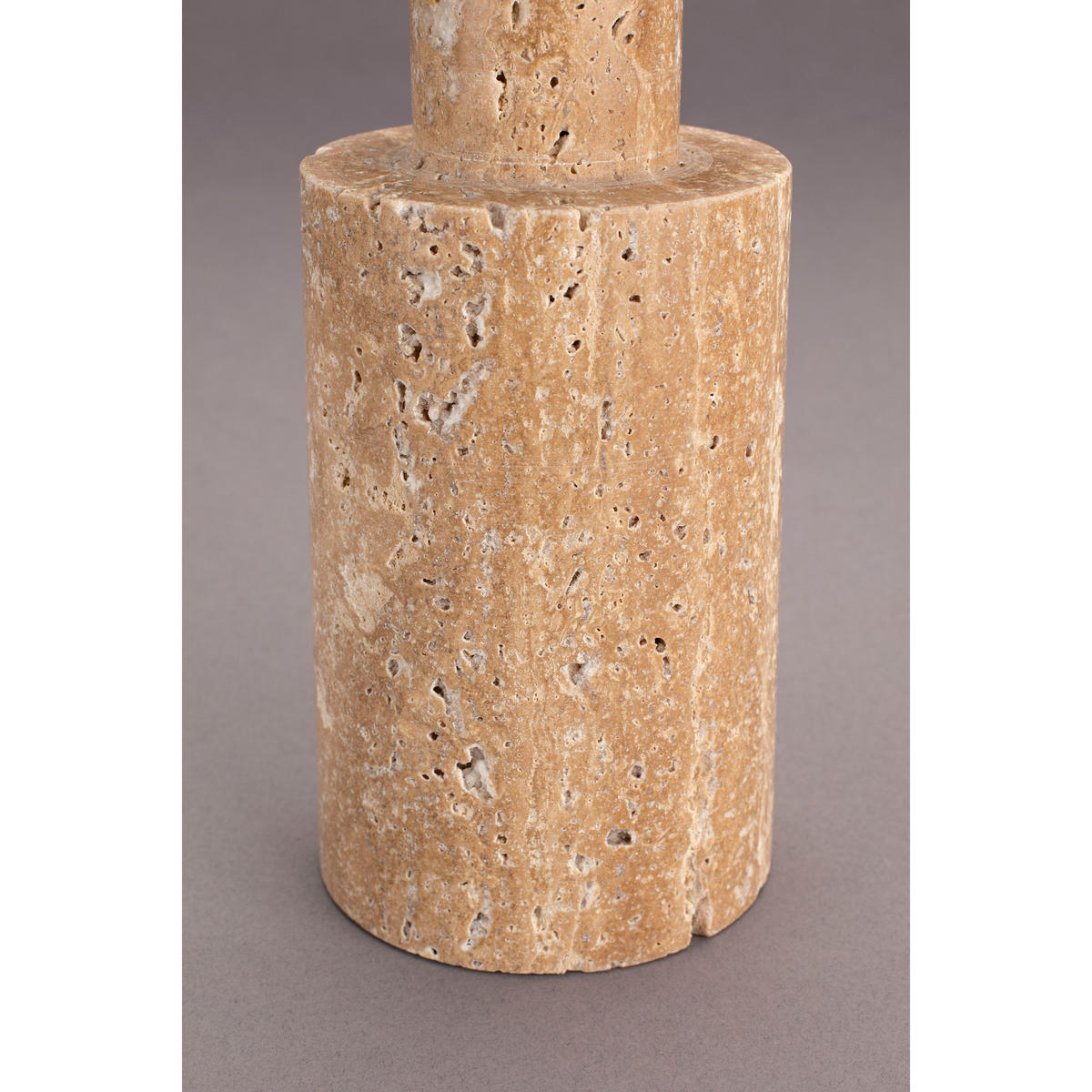KERZENSTÄNDER Paros Travertin - Beige, Stein (10/27/10cm) - Dutchbone