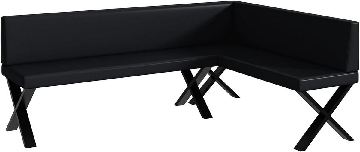 ECKBANK TONI_X - Schwarz, Leder (142/196cm) - Meblini