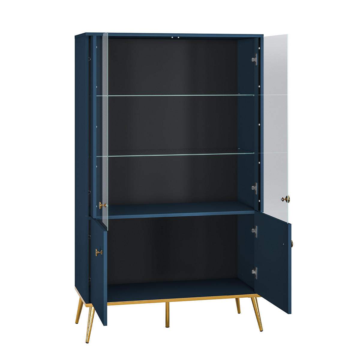 VITRÍNA Thalia Modrá - modrá, kompozitní dřevo (92/152/40cm) - Petits-meubles
