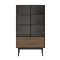 VITRINE Olar II Holzoptik Carini Nussbaum 85 cm - černá/zlatá, kov/kompozitní dřevo (85/150/41cm) - Selsey