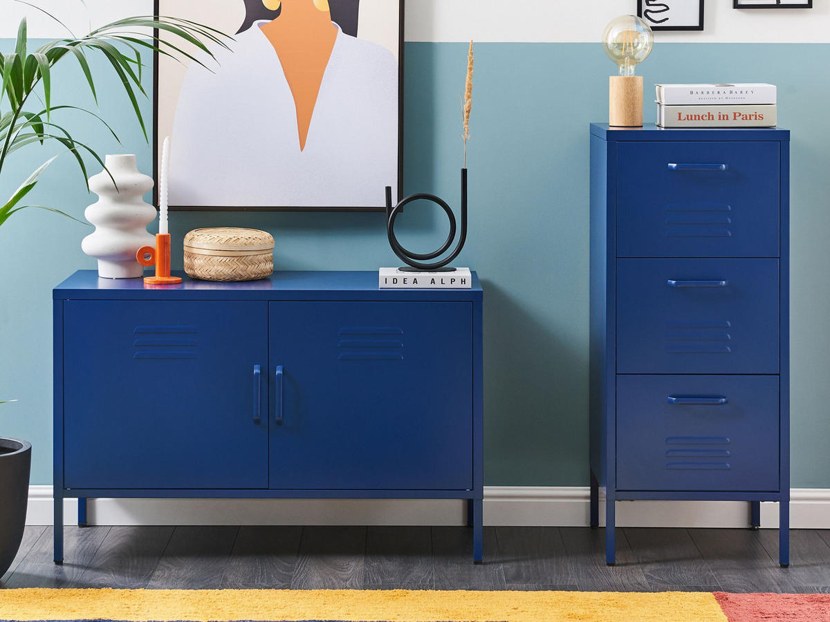 AKTENSCHRANK blau Wostok - Blau, Metall (43/103/40cm) - Beliani
