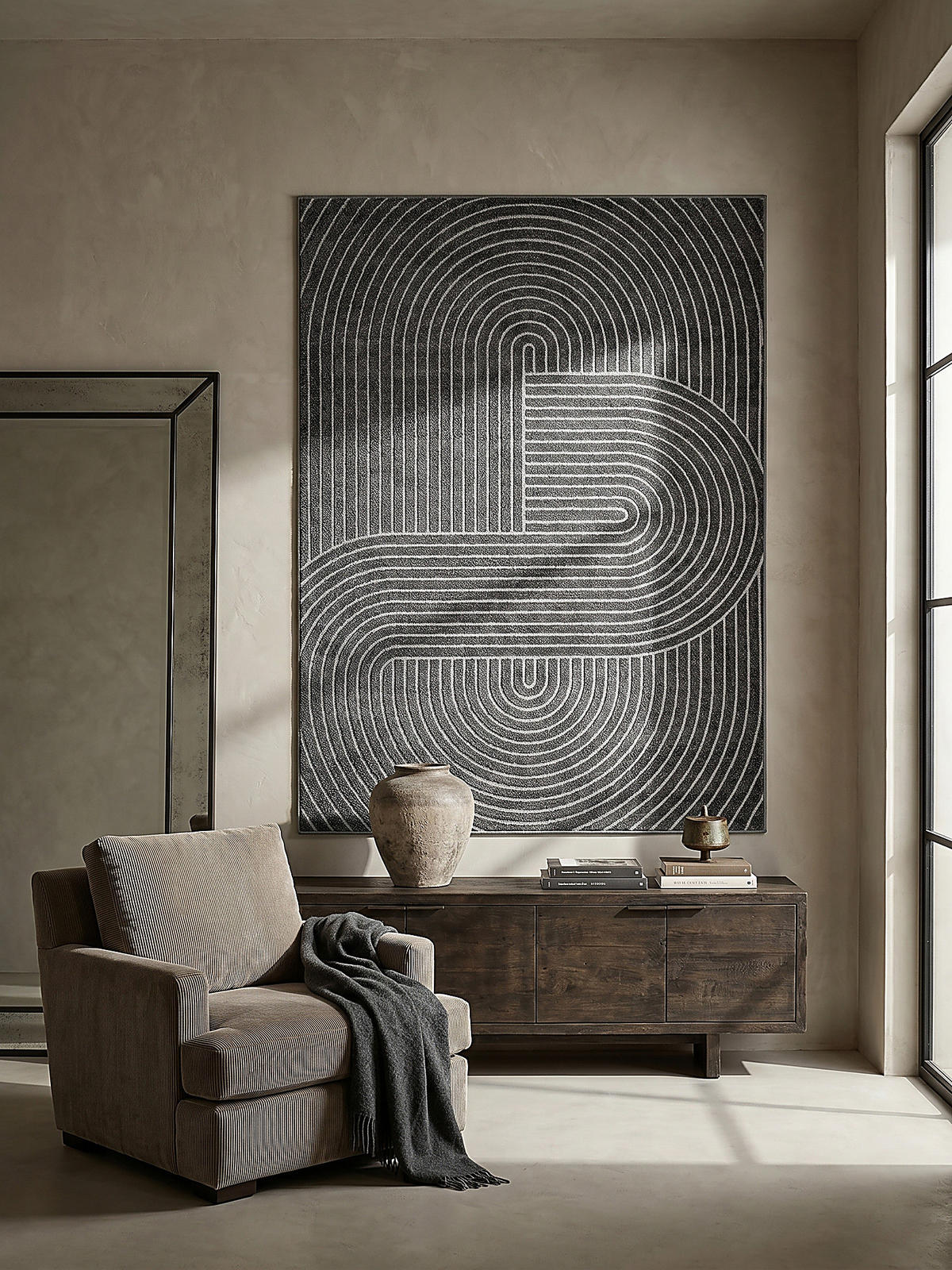 TEPPICH Outdoor Geometrisch MEZEN Polypropylen Anthrazit 80 x 150 cm - Anthrazit, Textil (80/150cm) - KADIMA DESIGN