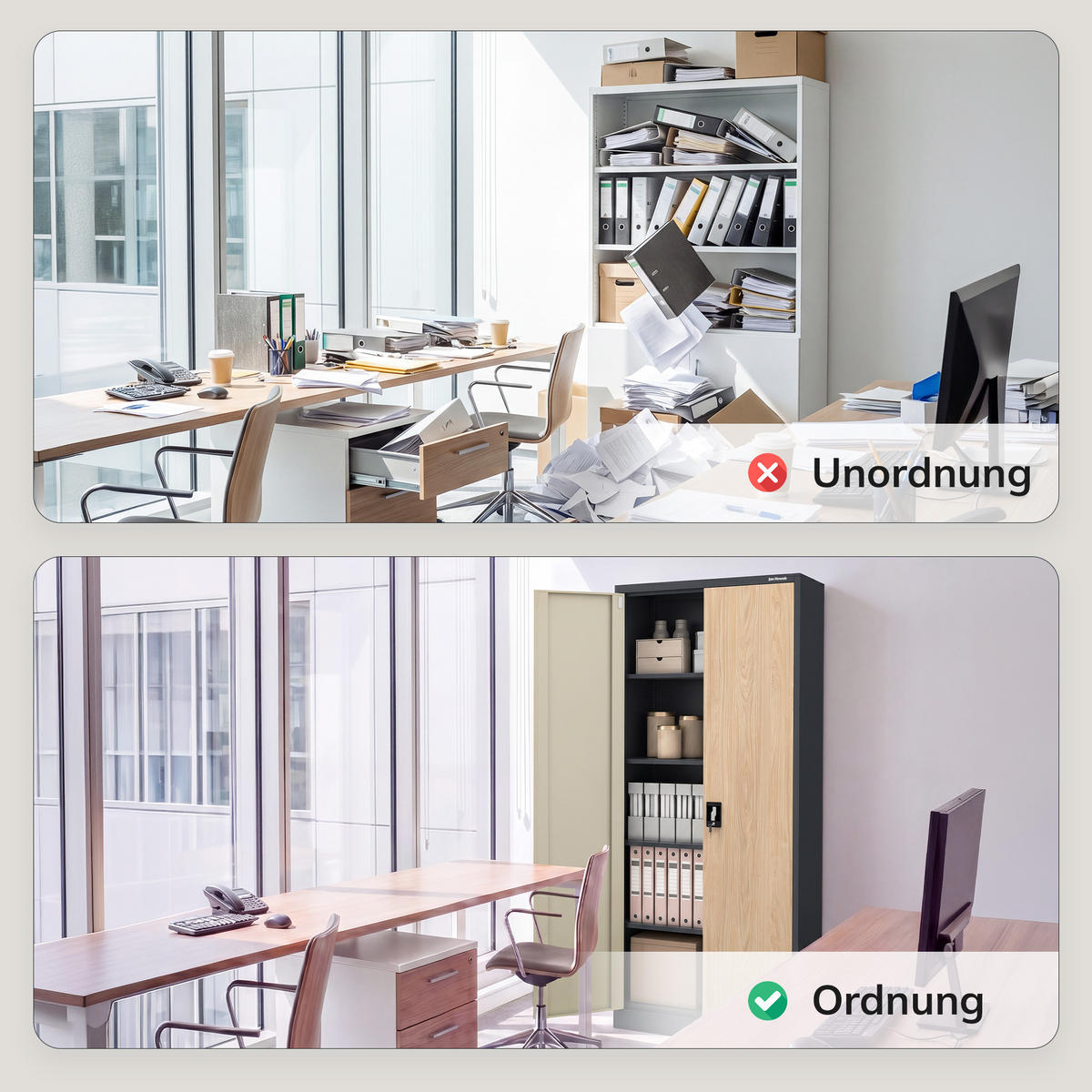 BÜRO-AKTENSCHRANK JAN H 195x90x40 cm - Anthrazit/Sonoma Eiche, Metall (90/195/40cm) - Jan Nowak