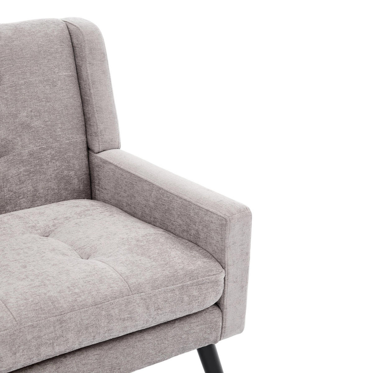 2-SITZER-SOFA Massivholz,dicke Schaumfüllung,Leinenstoff,Hellgrau - Hellgrau, Textil (119/88/75cm) - LVHOM