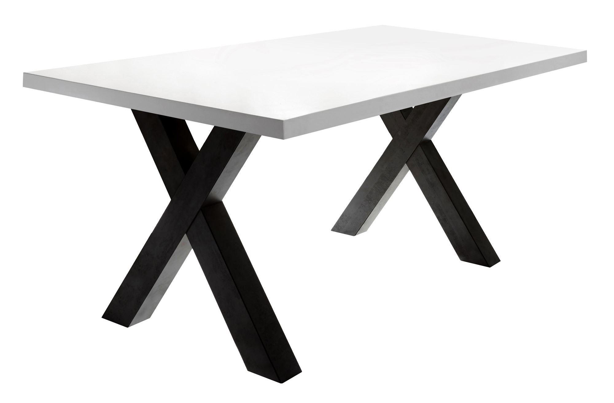 ESSZIMMERTISCH Eike 8 140 x 90 x 75 Esstisch Schwarzstahl/Weiß Matt Lack - Weiß, Holz (140/90/75cm) - 58aufmkessel
