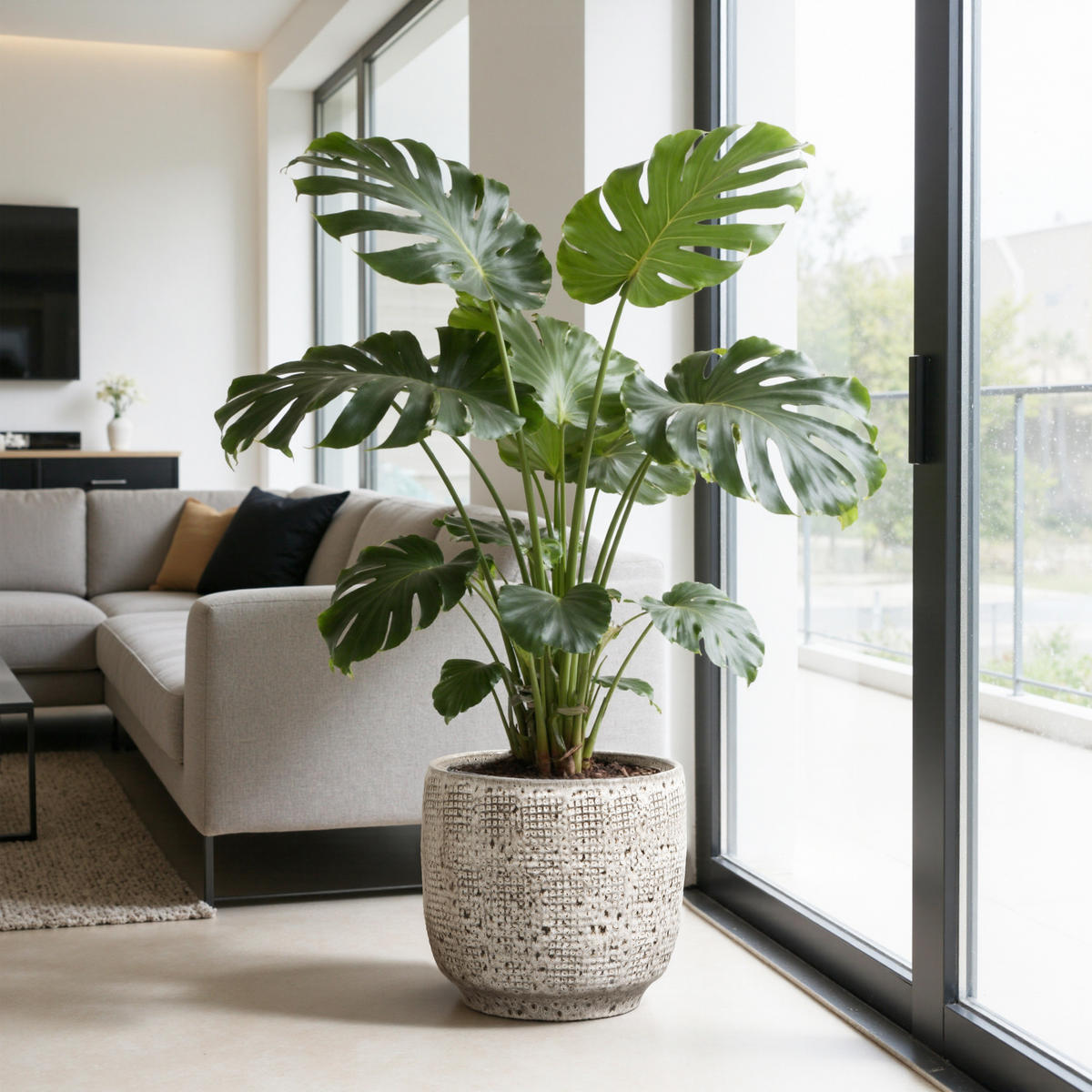 KERAMIK-BLUMENTOPF grau, Ø 30 × H 28 cm - Weiß, Keramik (28.8cm)