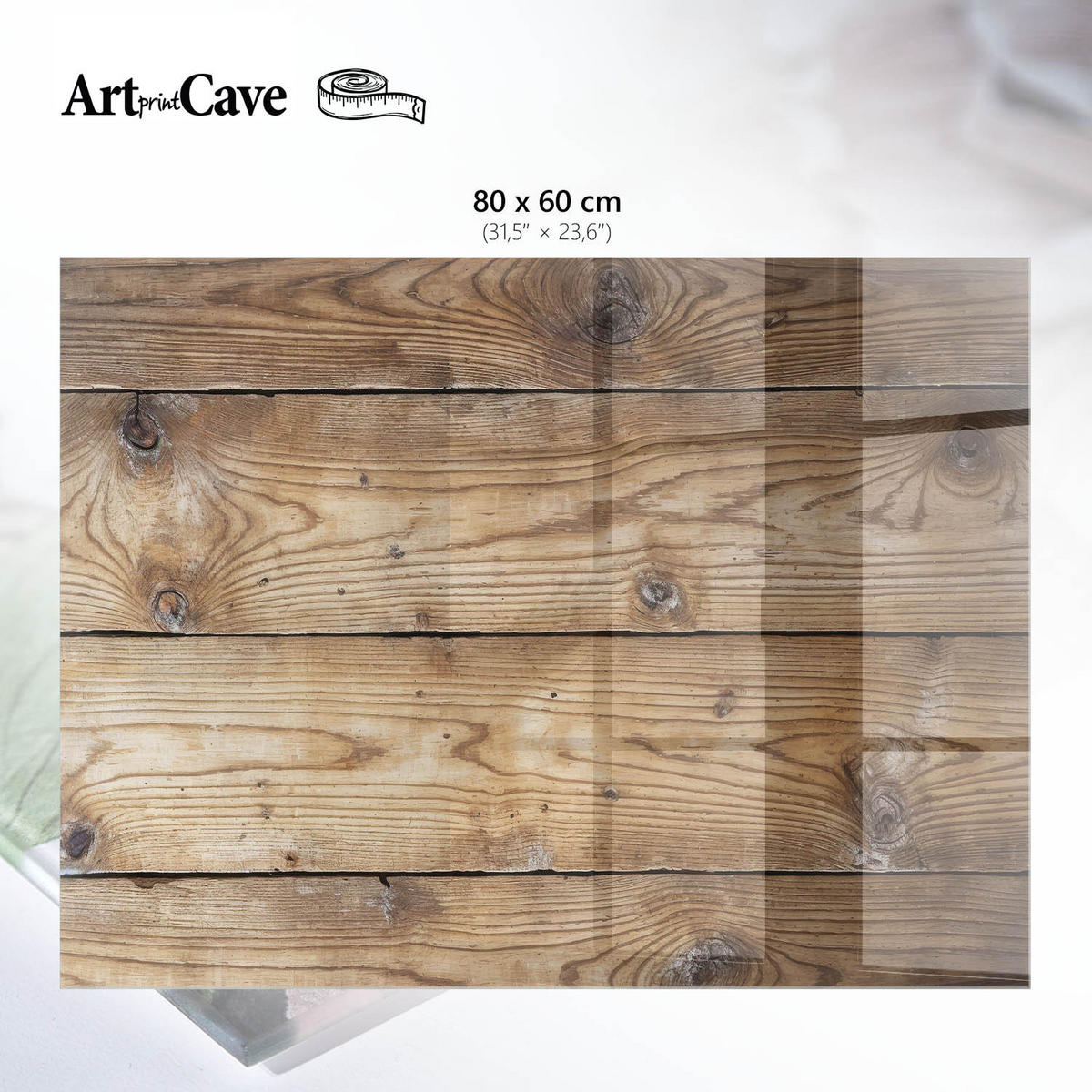 GLASPLATTE 80x60 cm – Holzstruktur - Braun, Glas (0.4/80/60cm) - ArtPrintCave