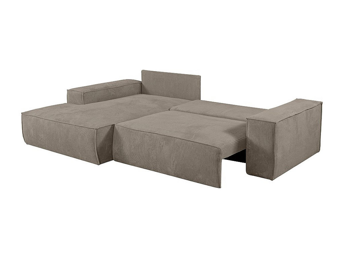 ECKSOFA mit Schlaffunktion - Ecke links - Cord - Taupe - AMELIA - Braun, Textil (167/267cm) - Vente-Unique