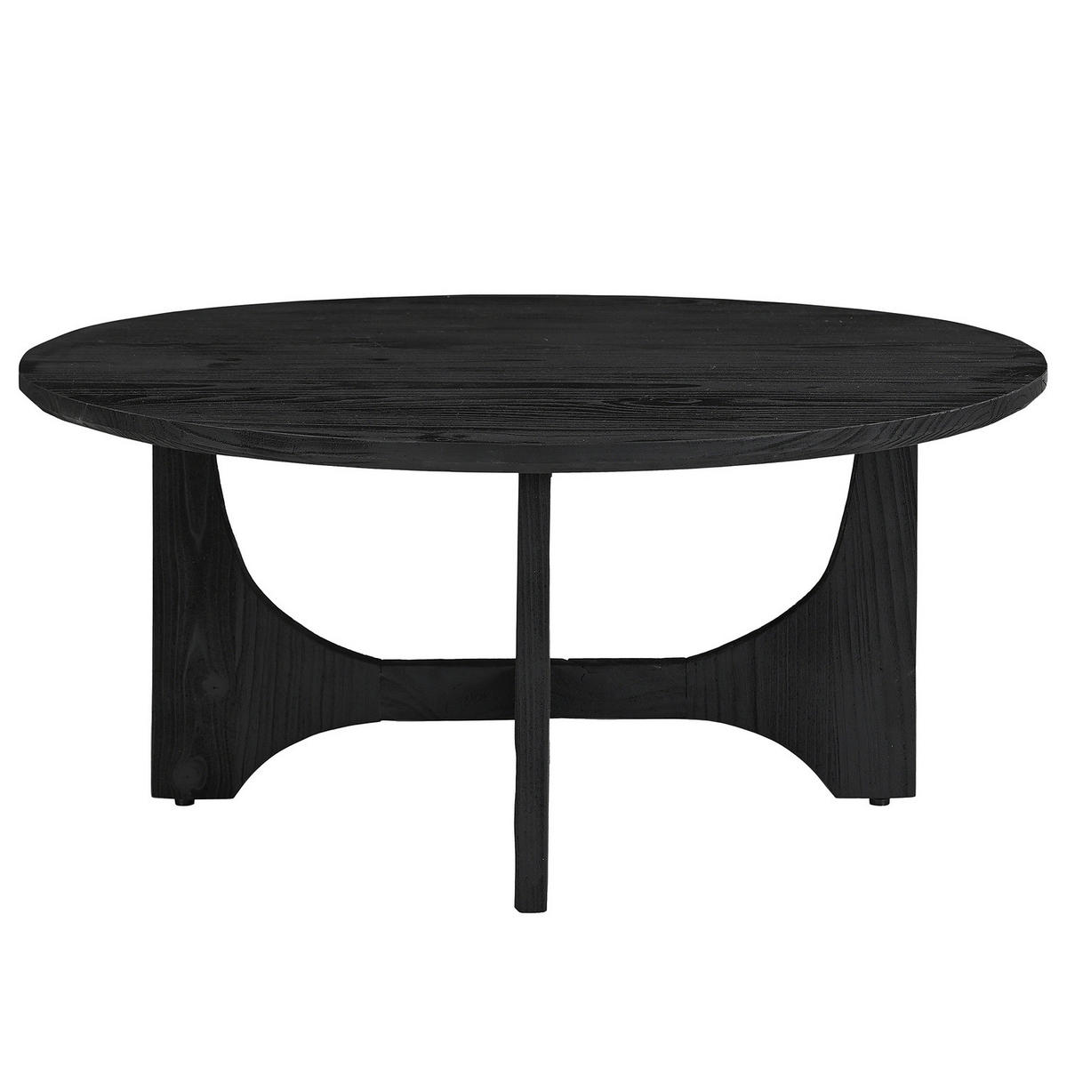 MASSIVER COUCHTISCH - rund - Pinie Schwarz - Schwarz, Holz (90/90/40cm) - home24