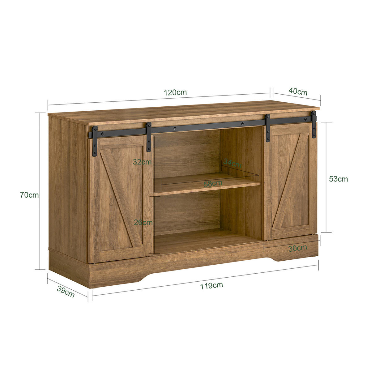 SIDEBOARD Natur - Braun, Holzwerkstoff (120/70/40cm) - SoBuy