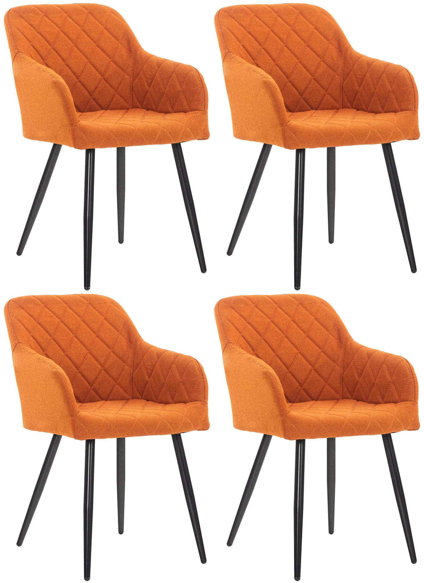 ARMLEHNENSTUHL 4er Set Stoff orange - Schwarz/Orange, Textil/Metall (47/84/44cm) - CLP