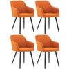 ARMLEHNENSTUHL 4er Set Stoff orange - Schwarz/Orange, Textil/Metall (47/84/44cm) - CLP