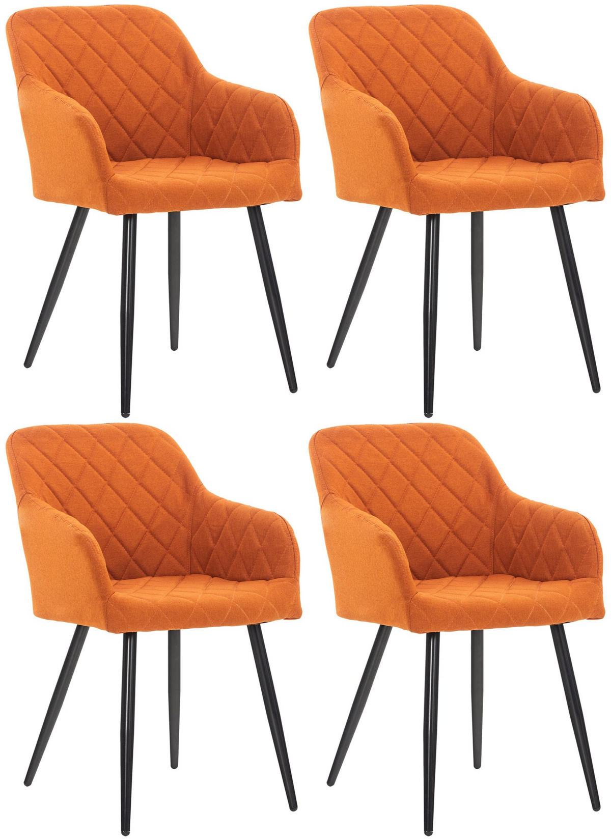 ARMLEHNENSTUHL 4er Set Stoff orange - Schwarz/Orange, Textil/Metall (47/84/44cm) - CLP