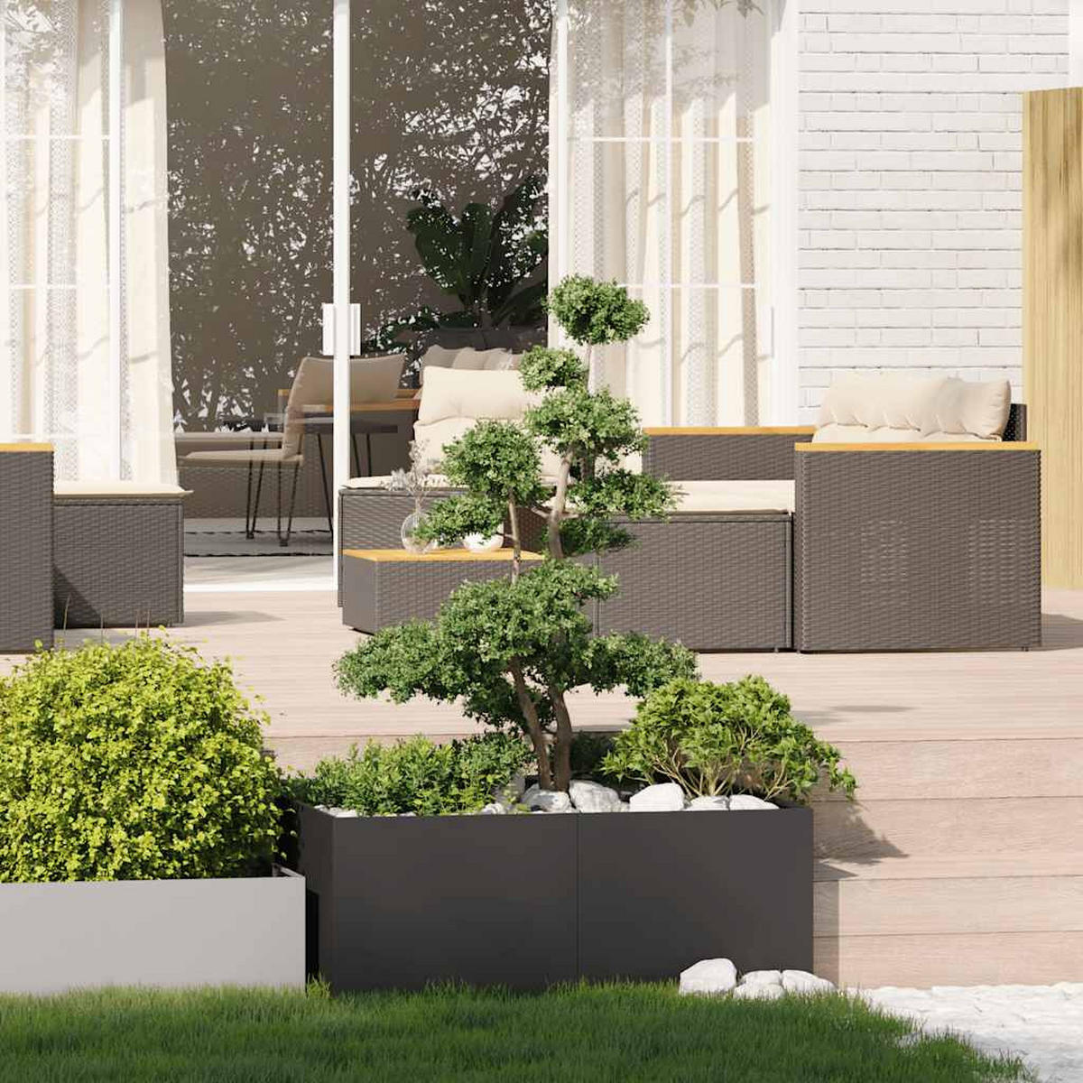 PFLANZKÜBEL Schwarz 100/100/40 Cm Stahl - Schwarz, Metall (100/40/100cm) - vidaXL