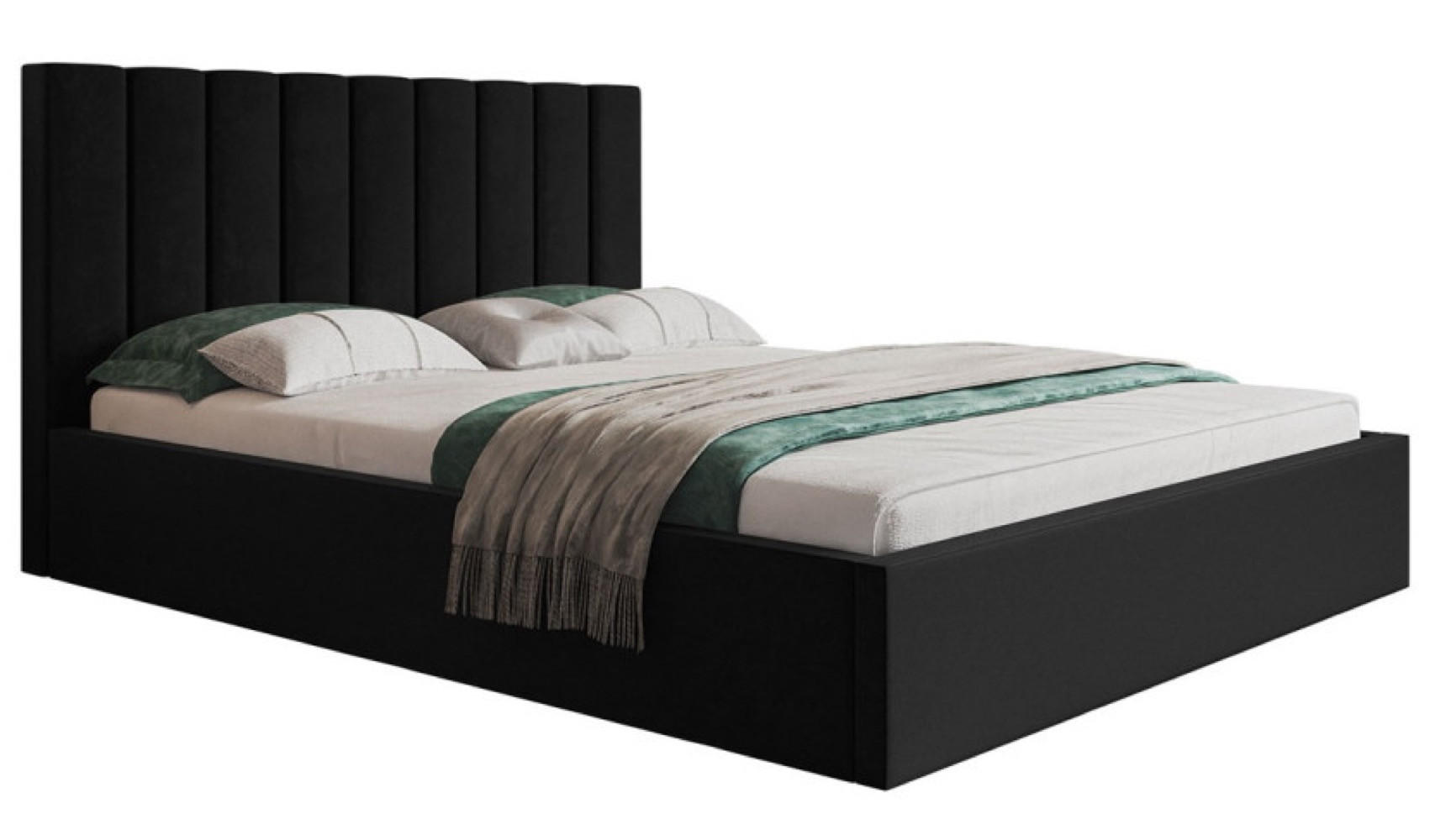 BETT Schwarz SIM 9 Gepolstert 180x200 cm - Schwarz/Grün, Kunststoff/Textil (180/200cm) - Sepro Meble