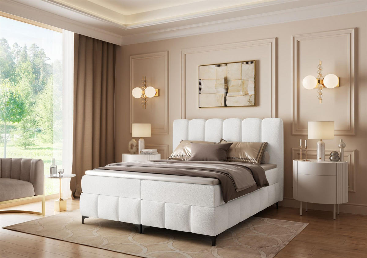 BOXBETT Isabel - Creme, Holzwerkstoff/Textil (140/200cm) - Fun Möbel