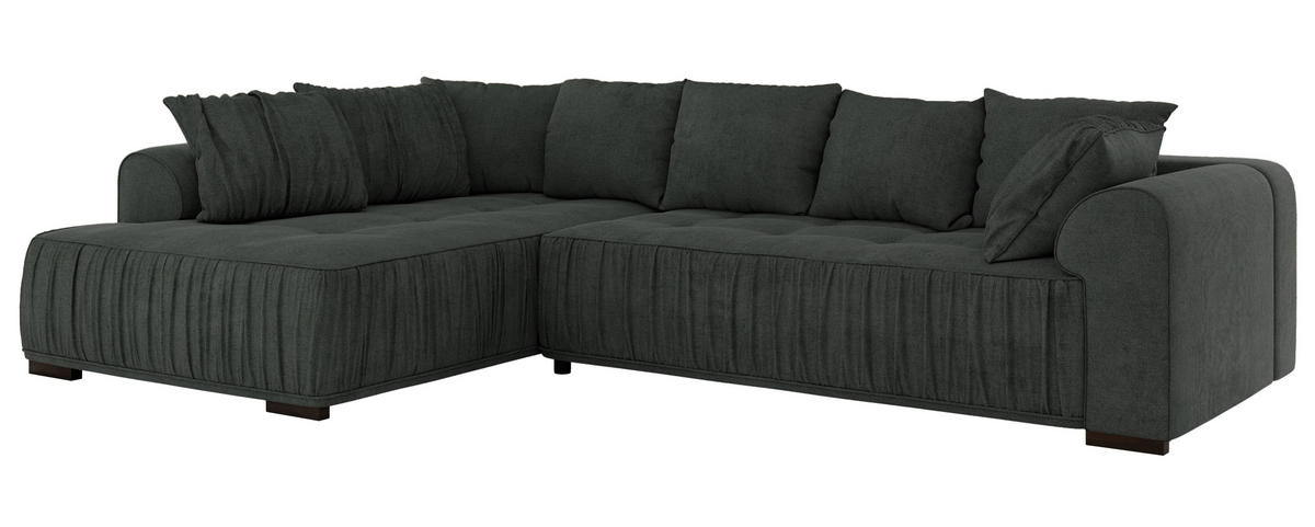 ECKSOFA ORTA Dunkelgrau Stukture - Links - Dunkelgrau/Schwarz, Textil (325/200cm) - MKS