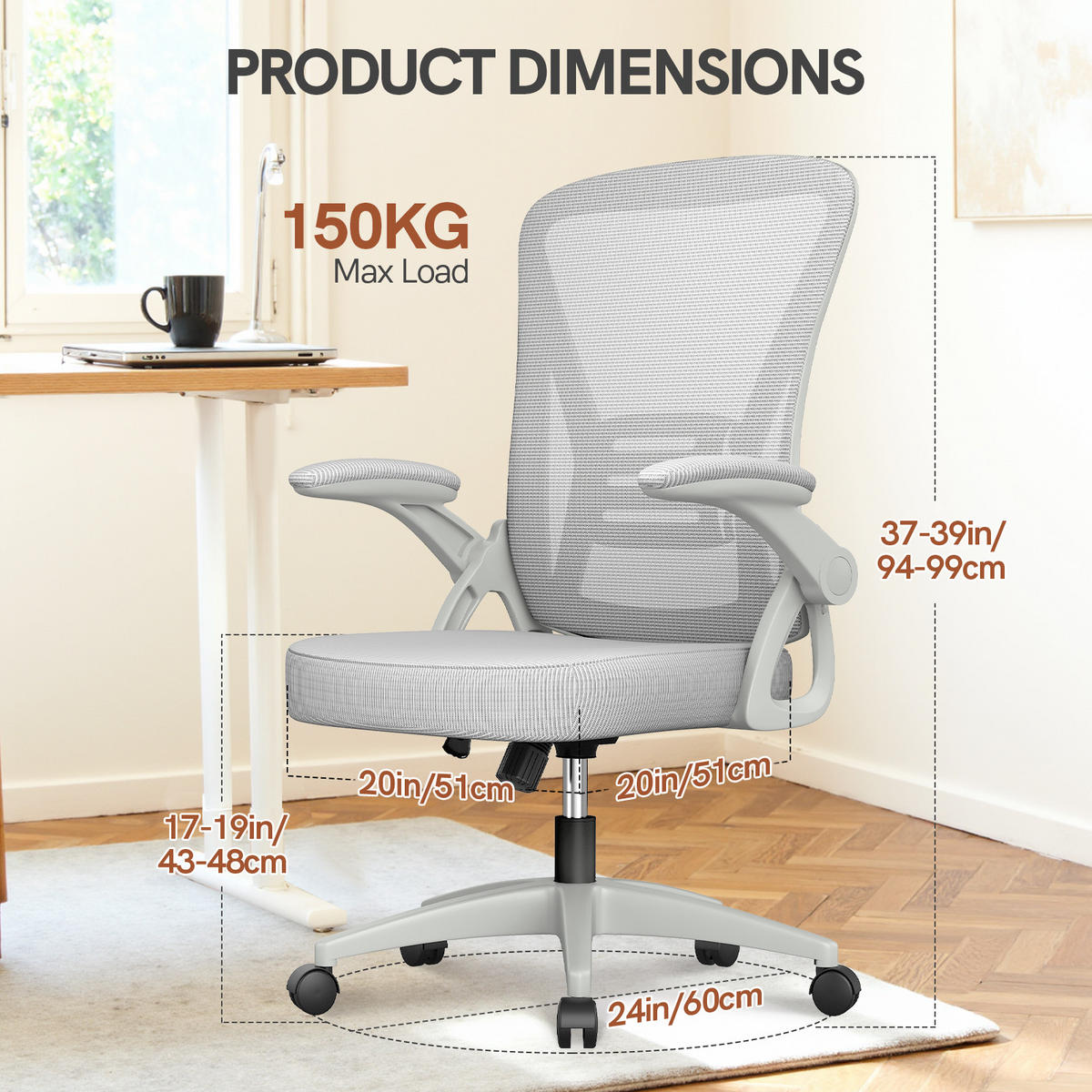 DREHSTUHL Netzbespannung Sitzkomfort Grau - Grau, Metall (23/52/62cm) - Rattrix