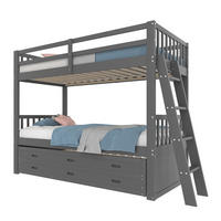 ETAGENBETT 90/200 cm in Grau mit Ausziehbett und 3 Schubladen - Grau, Holz (90/200cm) - Flora Grace