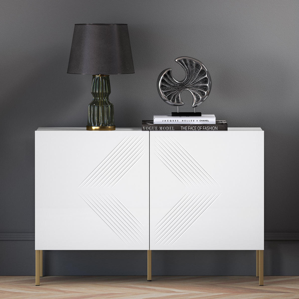 KOMMODE NEBRO,Weiß - Weiß, Holzwerkstoff (114/77/37cm) - KONSIMO®