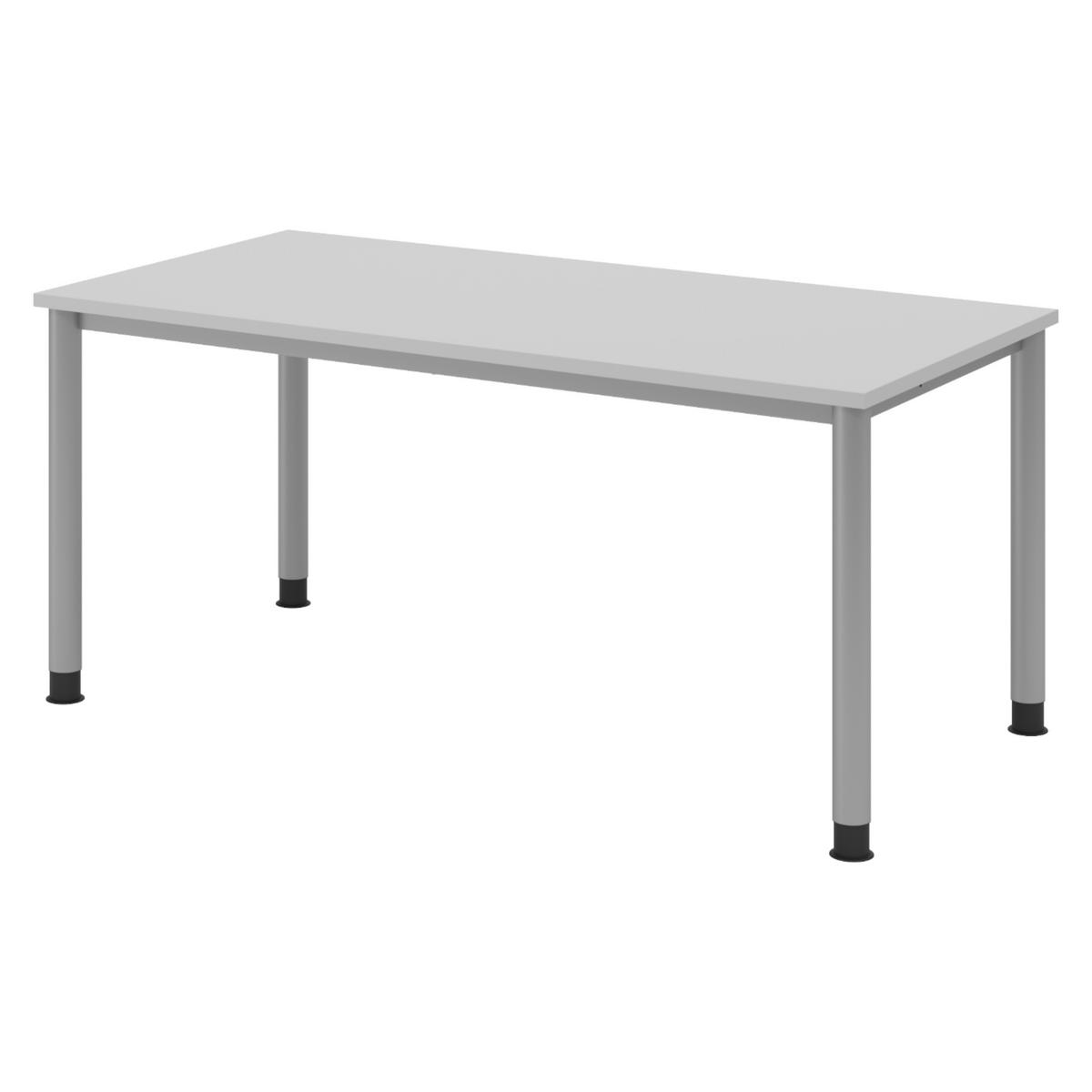 SCHREIBTISCH Serie-H Gestell: Silber 80/160/74 cm in Grau - Grau, Holzwerkstoff (80/160/74cm) - bümö
