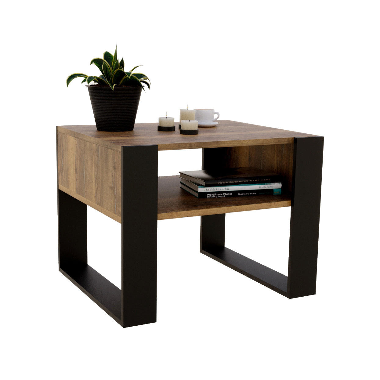 COUCHTISCH KARO 65 - Alteiche/Schwarz, Holz (53.6/65/45cm) - Mat-Haus