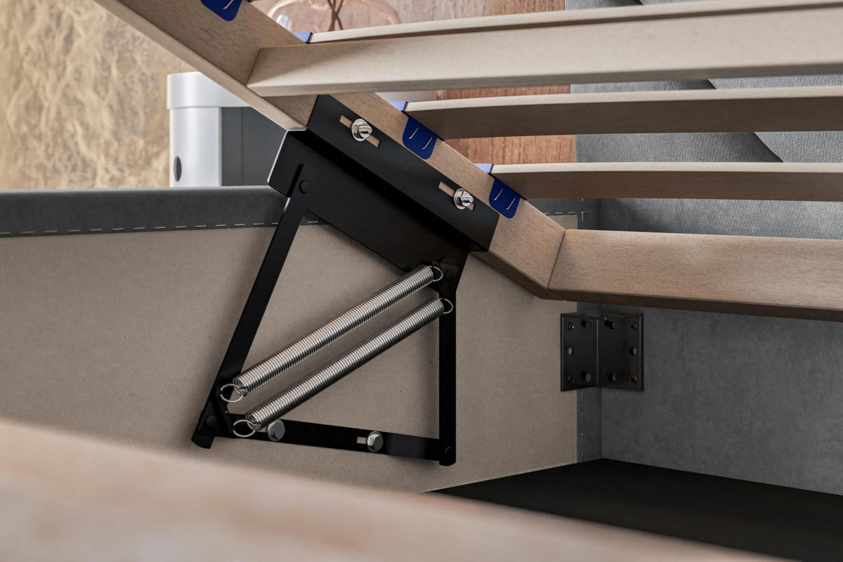 BETT 180x200 - Polsterbett mit Bettkasten und Holzrahmen - Modern Betten - Glatter Kronos-Stoff - Kollektion Denver, Dunkelgrau - Dunkelgrau, Holz/Textil (180/200cm) - Alpi-Möbel